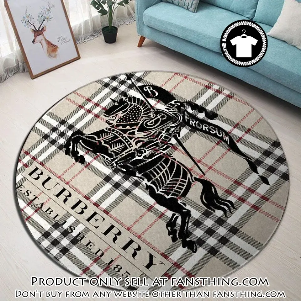 Burberry established 1856 luxury brand fashion round rug carpet home decor fst5557688